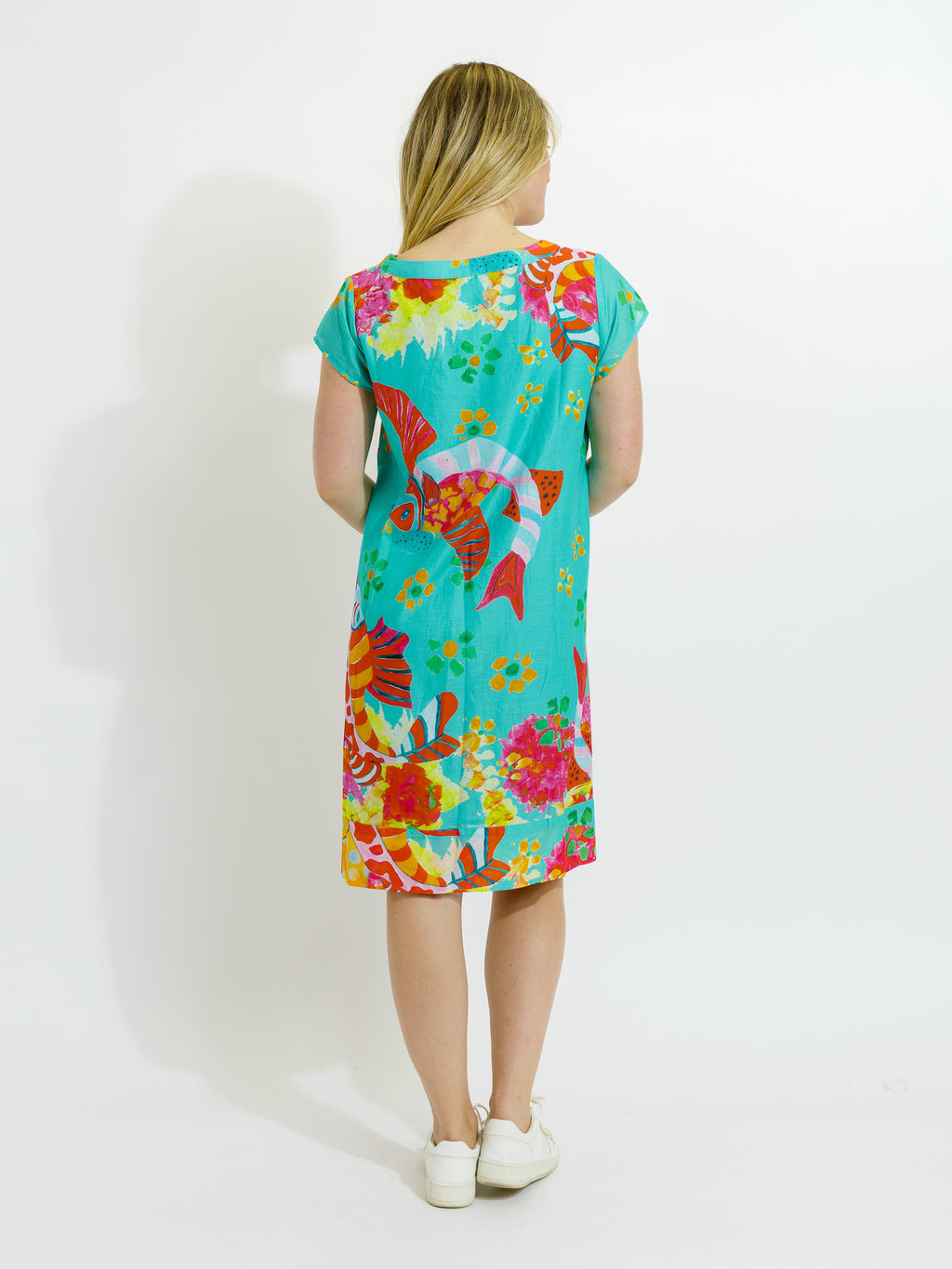 Marcoola dress in Teal Fish