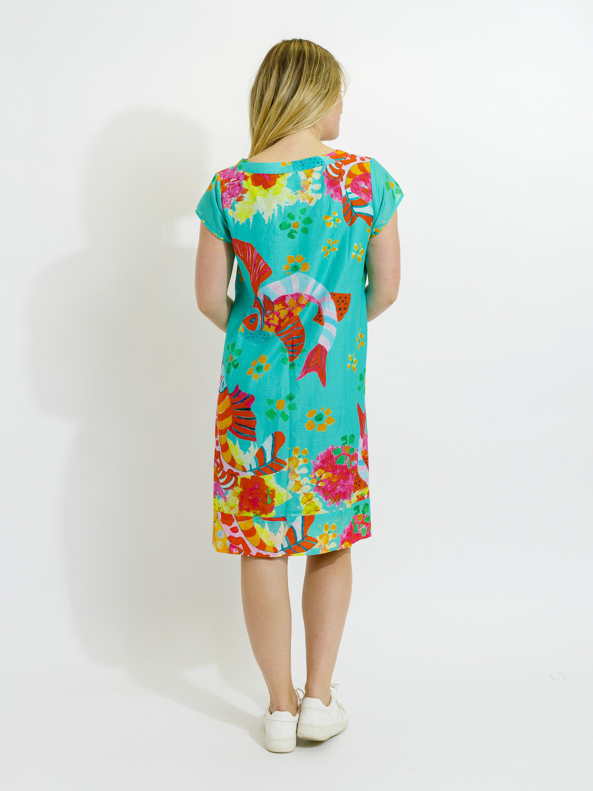 Marcoola dress in Teal Fish
