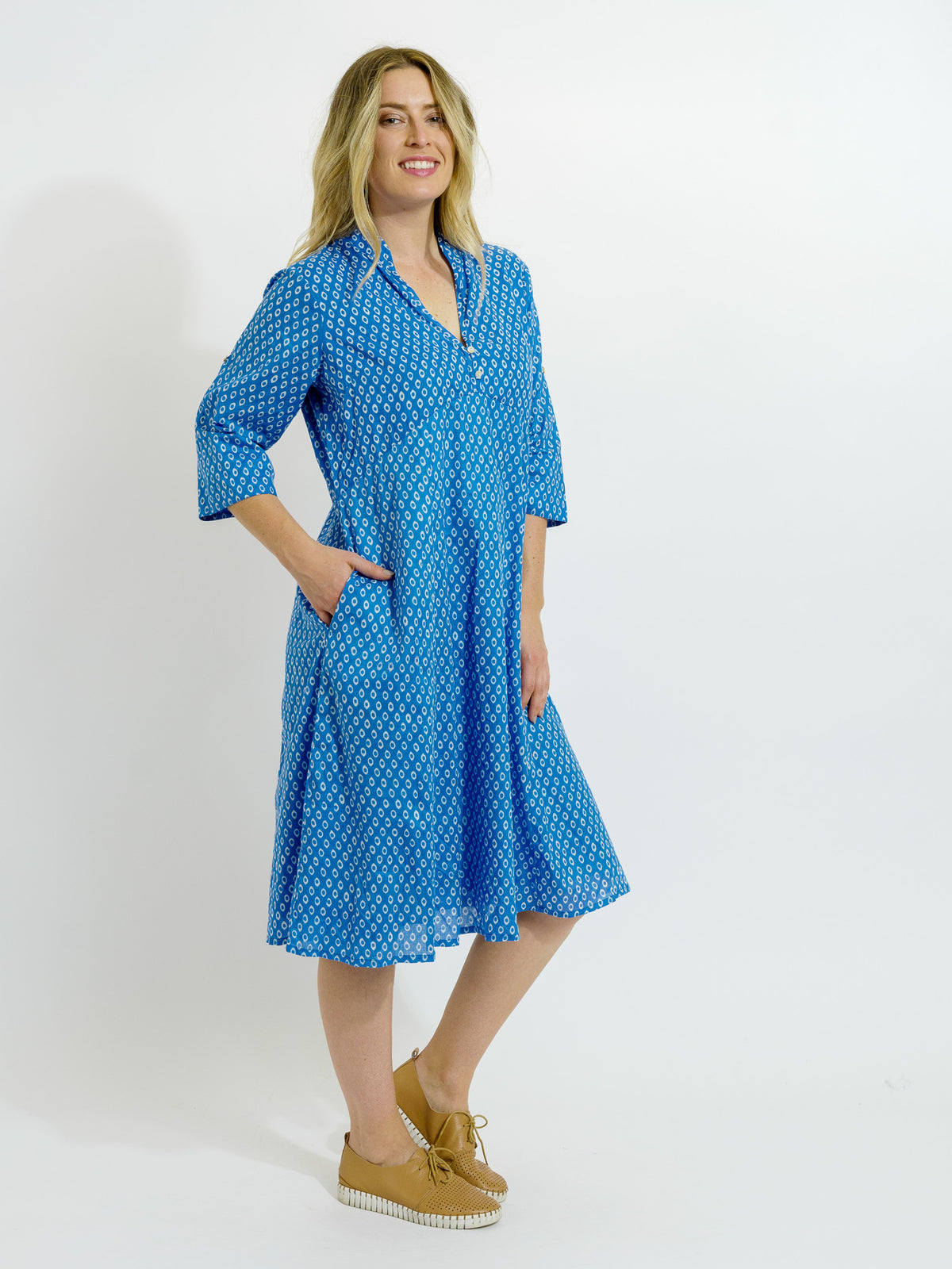 Mareeba Dress in Blue and White Eyes