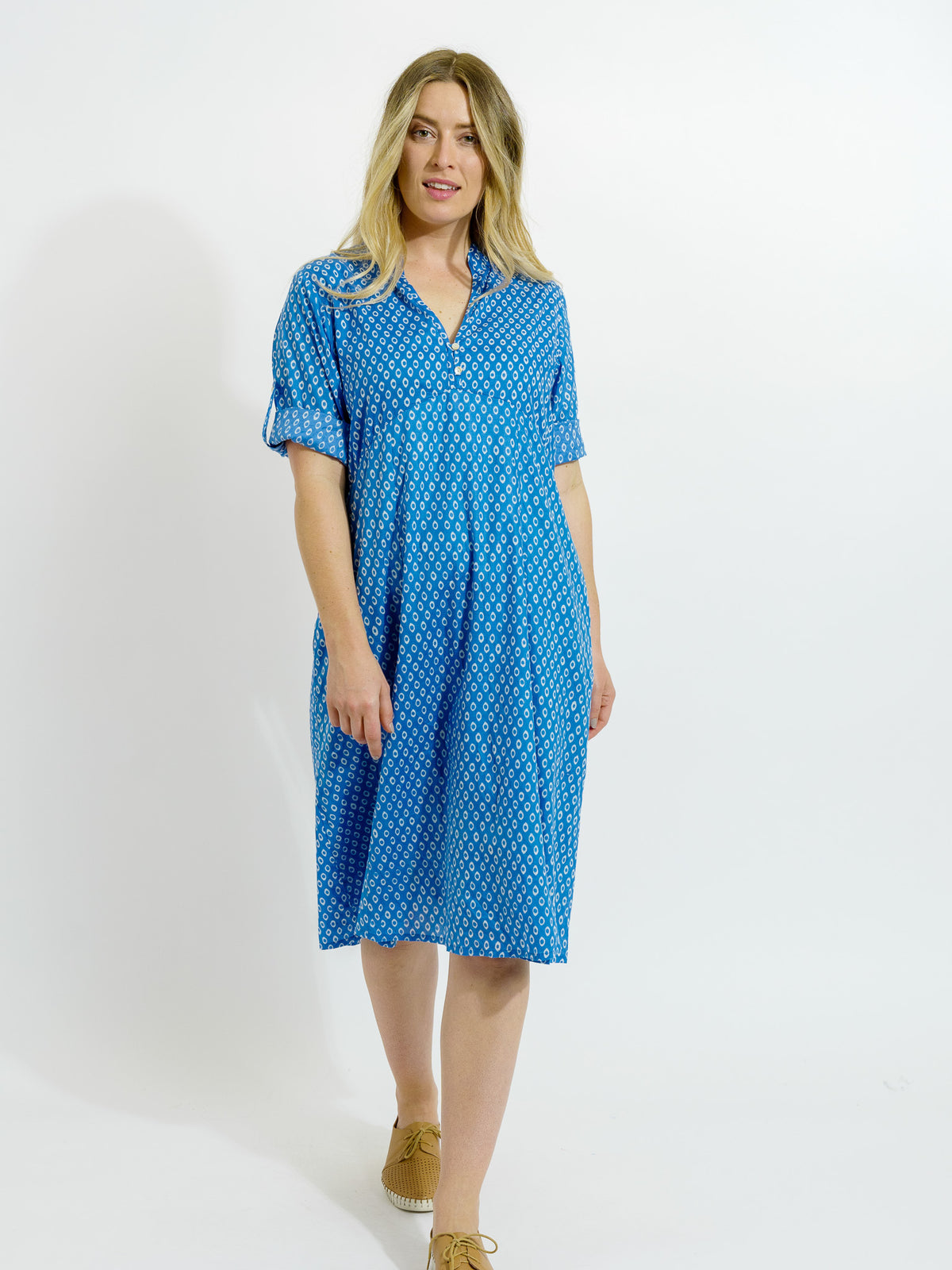 Mareeba Dress in Blue and White Eyes