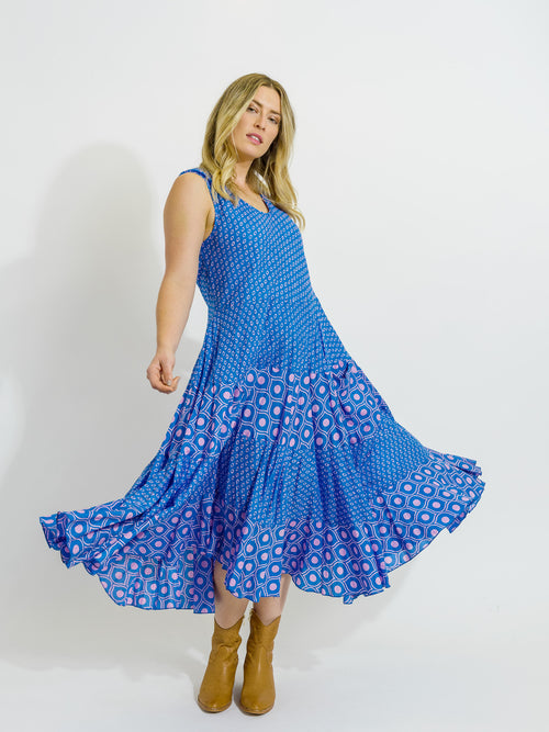 Daydream Dress in Blue and Mauve