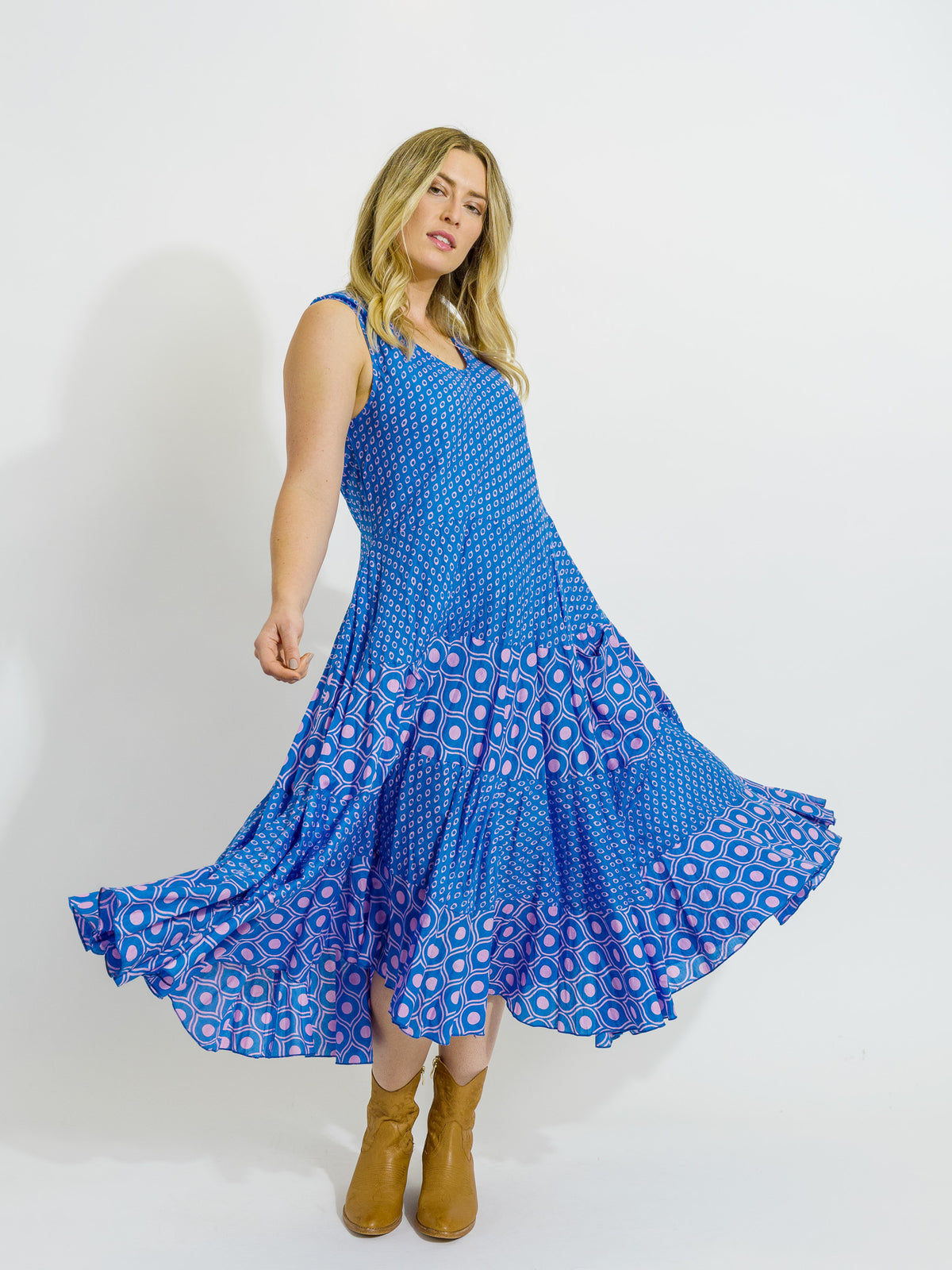 Daydream Dress in Blue and Mauve