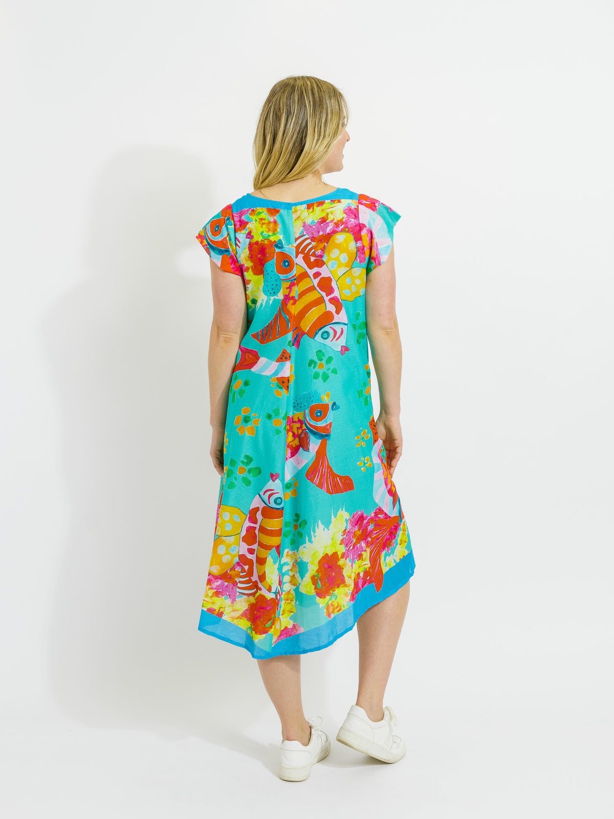 Maheno Dress in Teal Fish