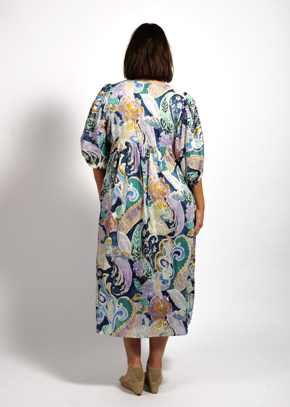 Amalia Dress in Blue Wash Swirl