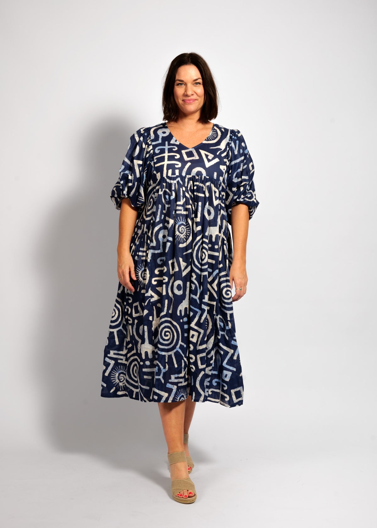 Amalia Dress in Blue Symbols