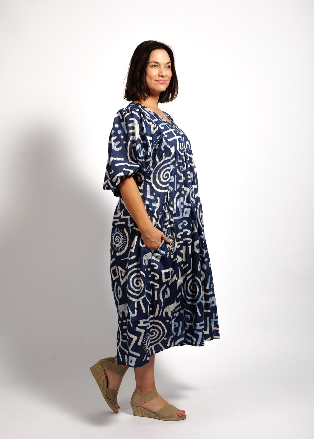 Amalia Dress in Blue Symbols