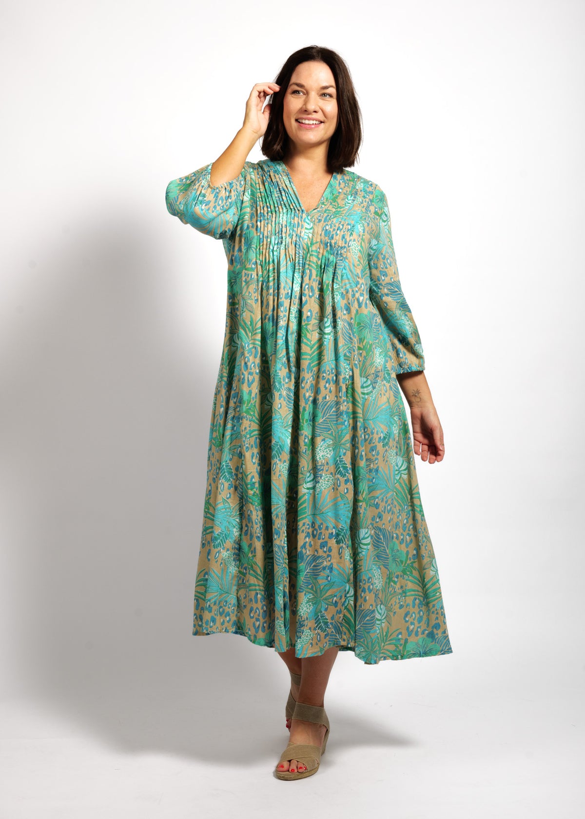 Freya Dress in Sandy Ferns