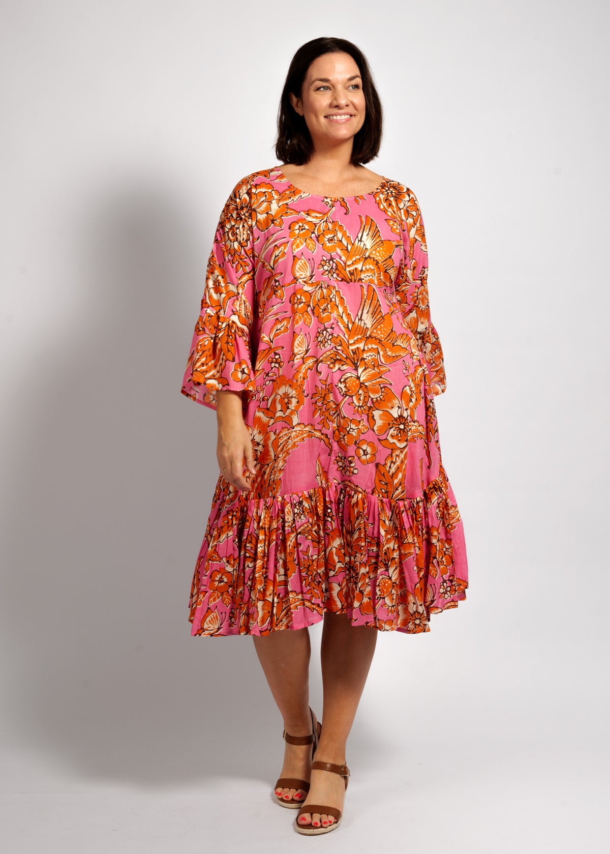 Lucia Dress in Orange Pink