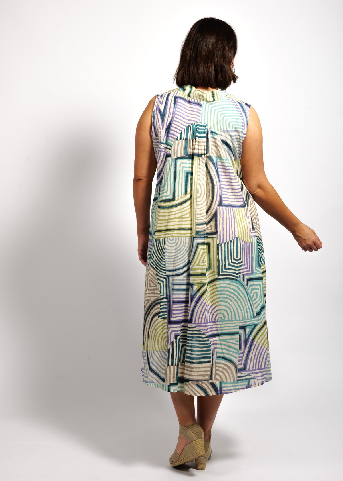 Claudia Dress in Lime Mauve Linea