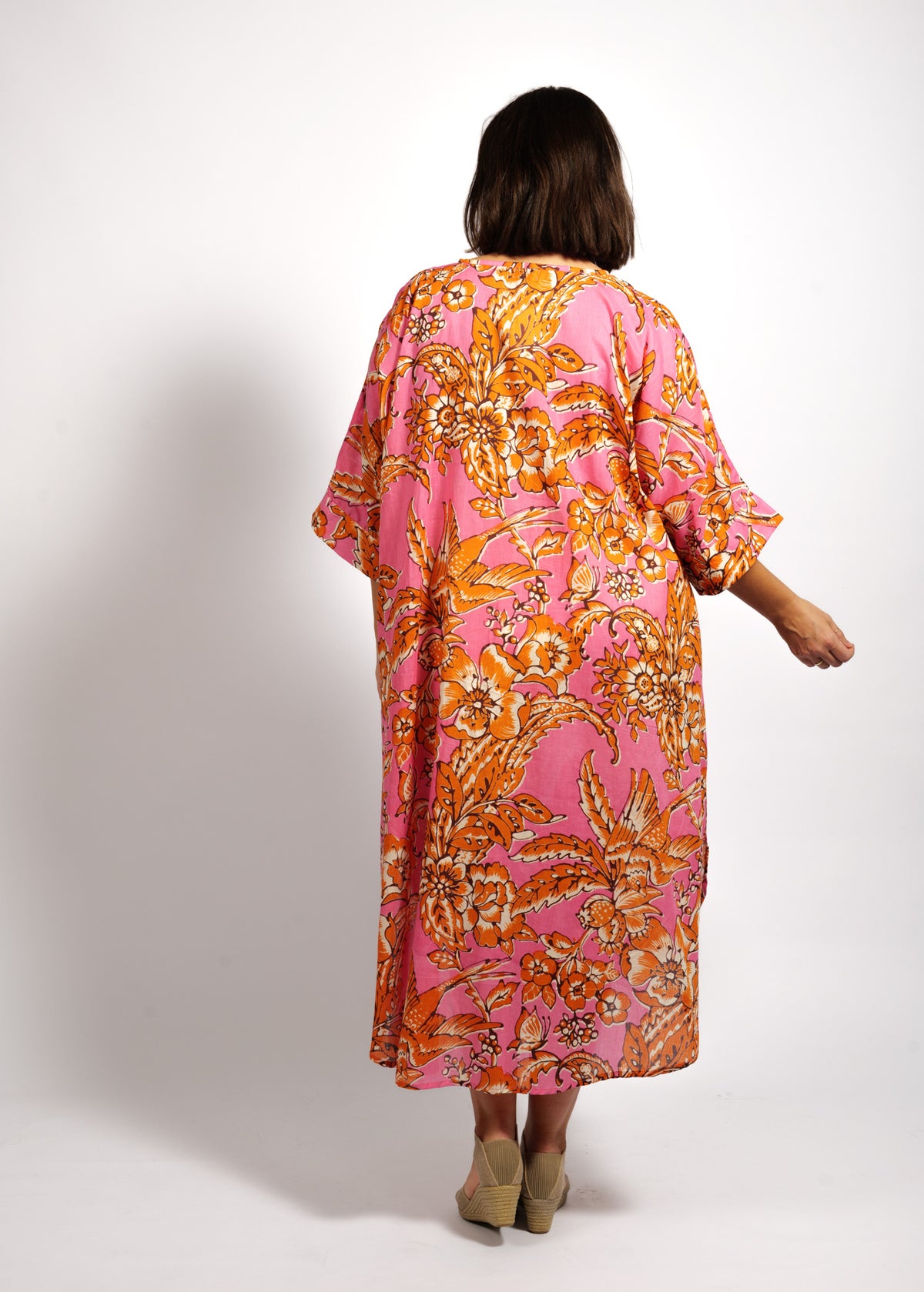 Stella Dress in Orange Pink Garden