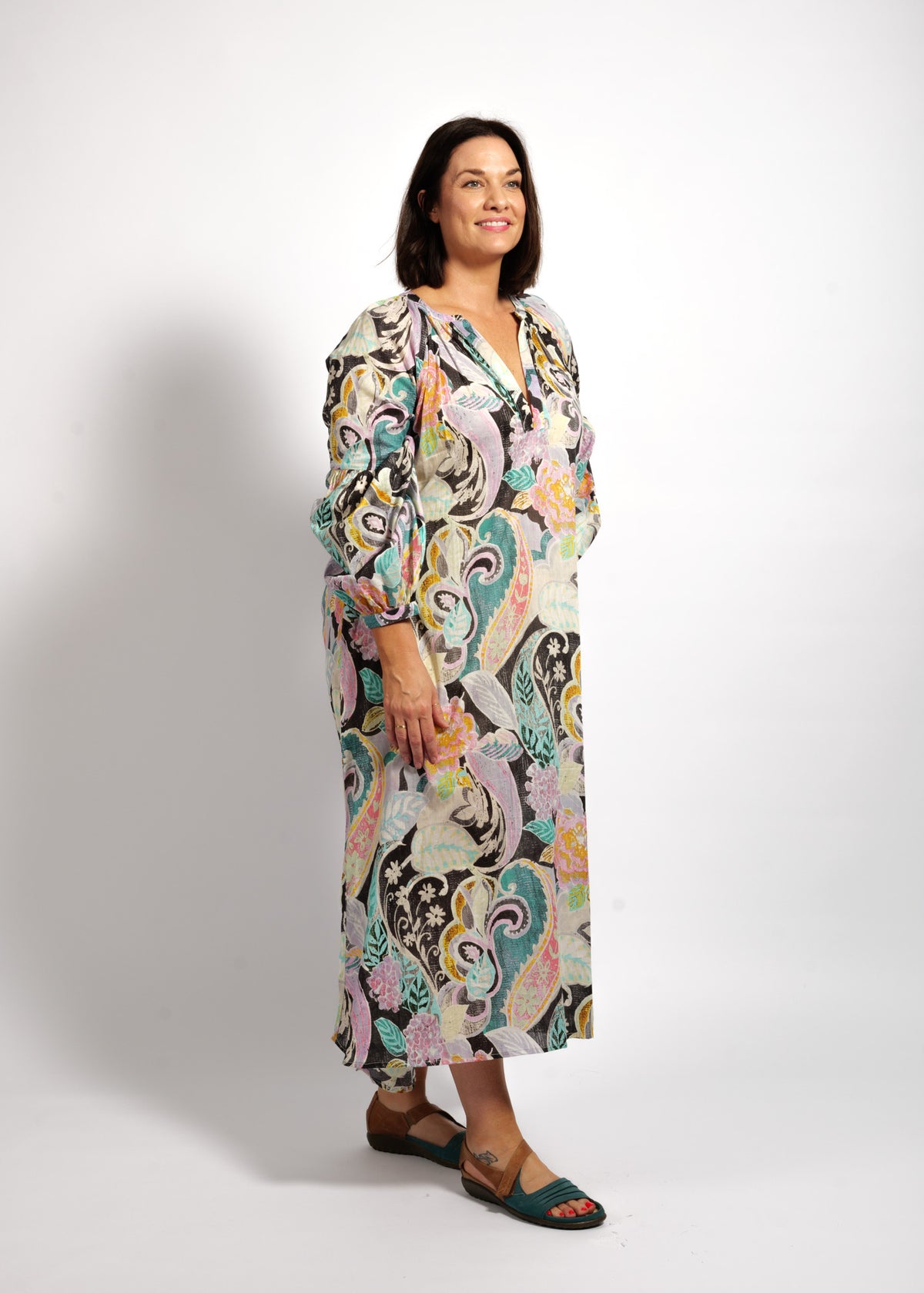 Layla Dress in Black Wash Swirl