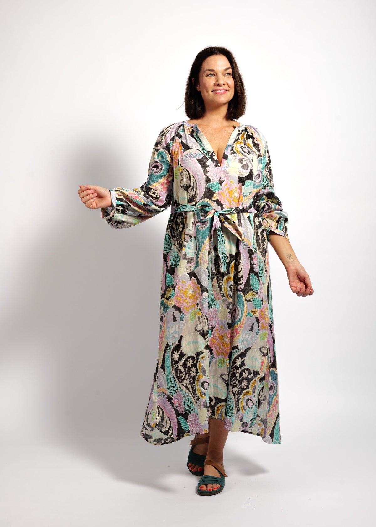 Layla Dress in Black Wash Swirl