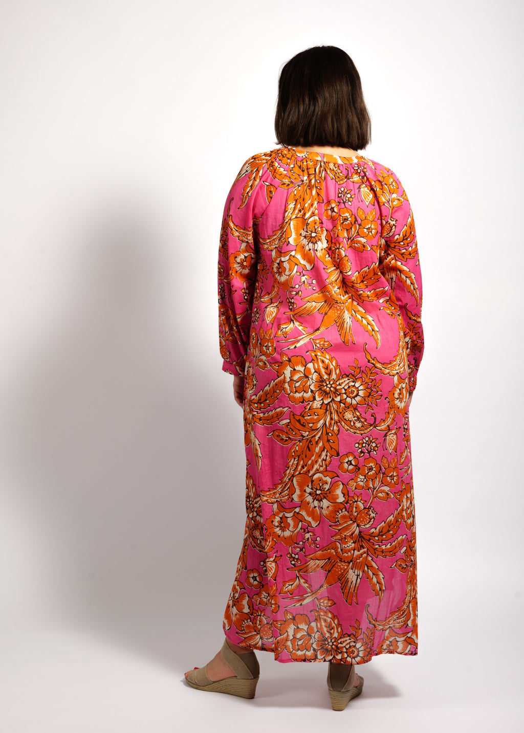 Layla Dress in Orange Pink Garden