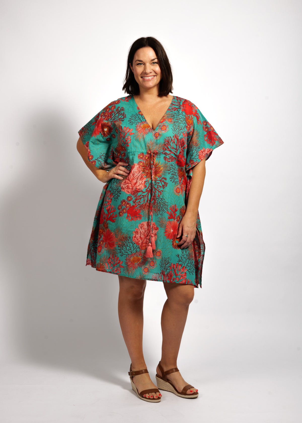 Isabel Kaftan in Teal Pink Coral