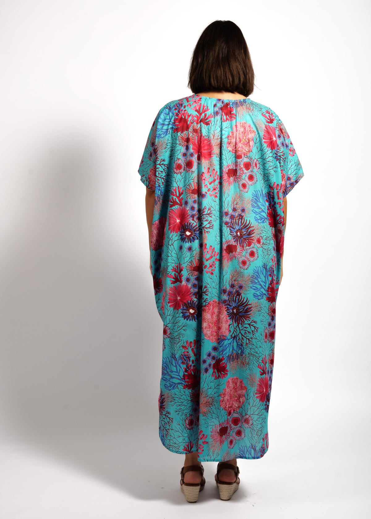Isla Kaftan in Turquoise Pink Coral
