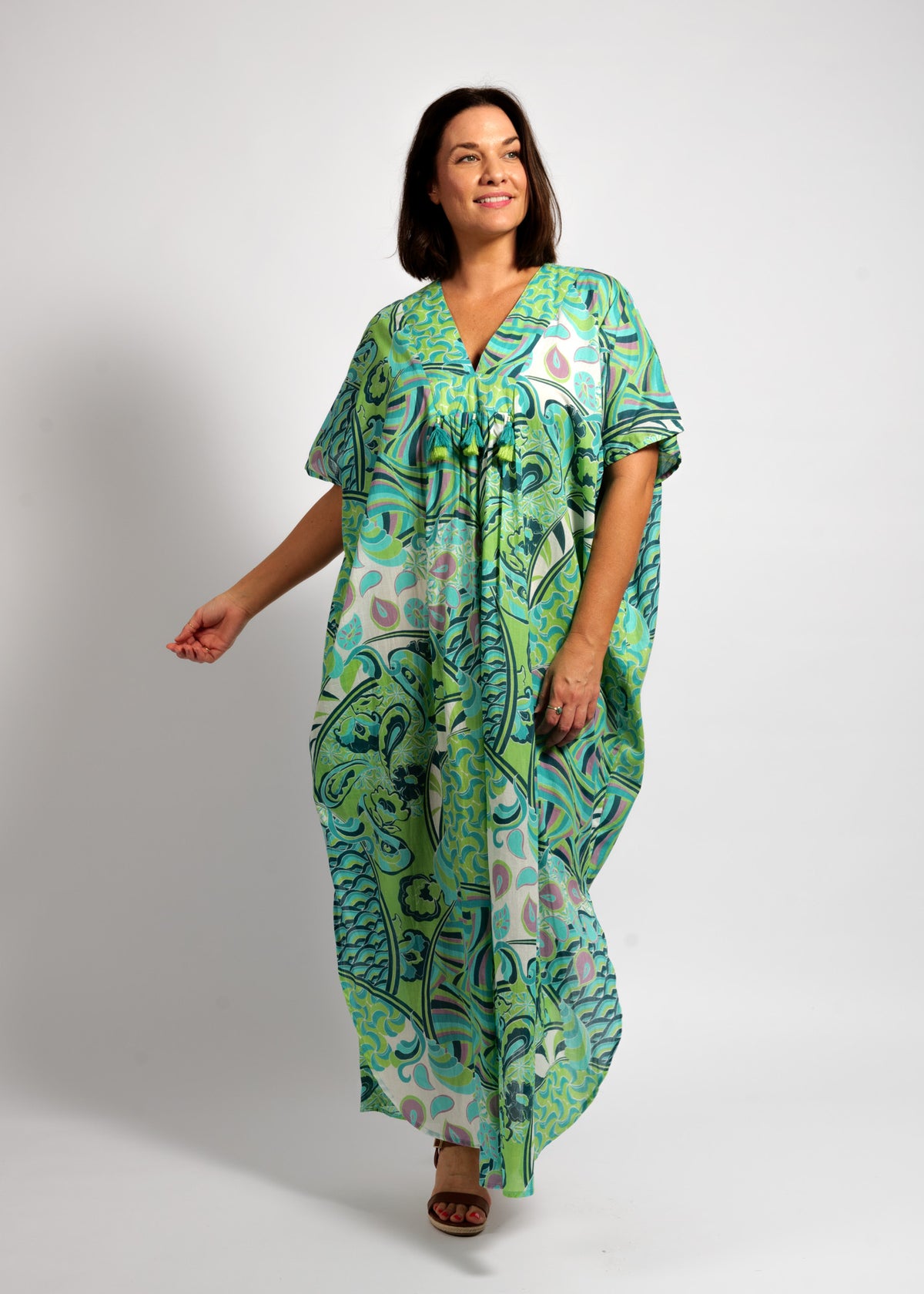 Isla Kaftan in Green Swirl