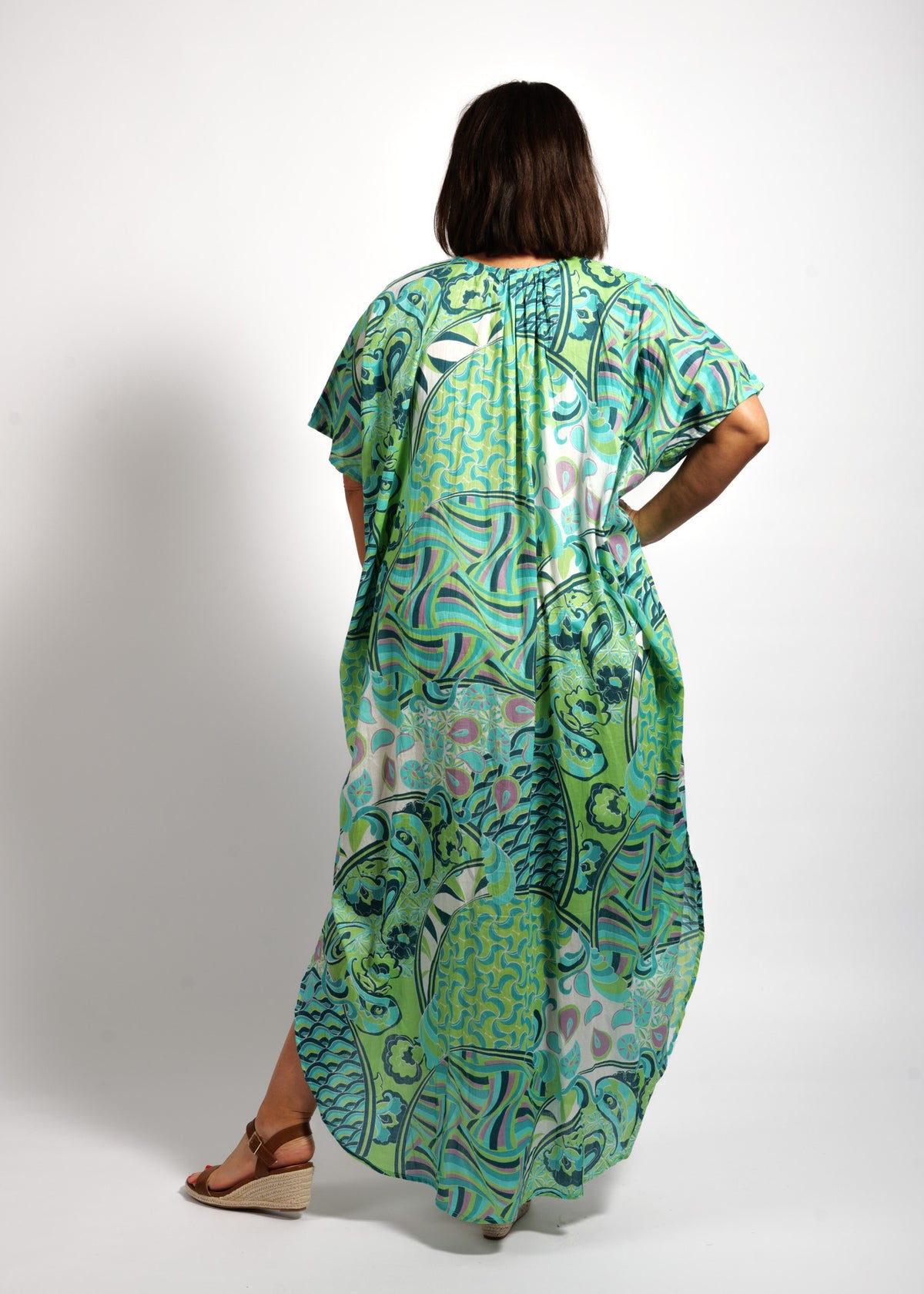 Isla Kaftan in Green Swirl