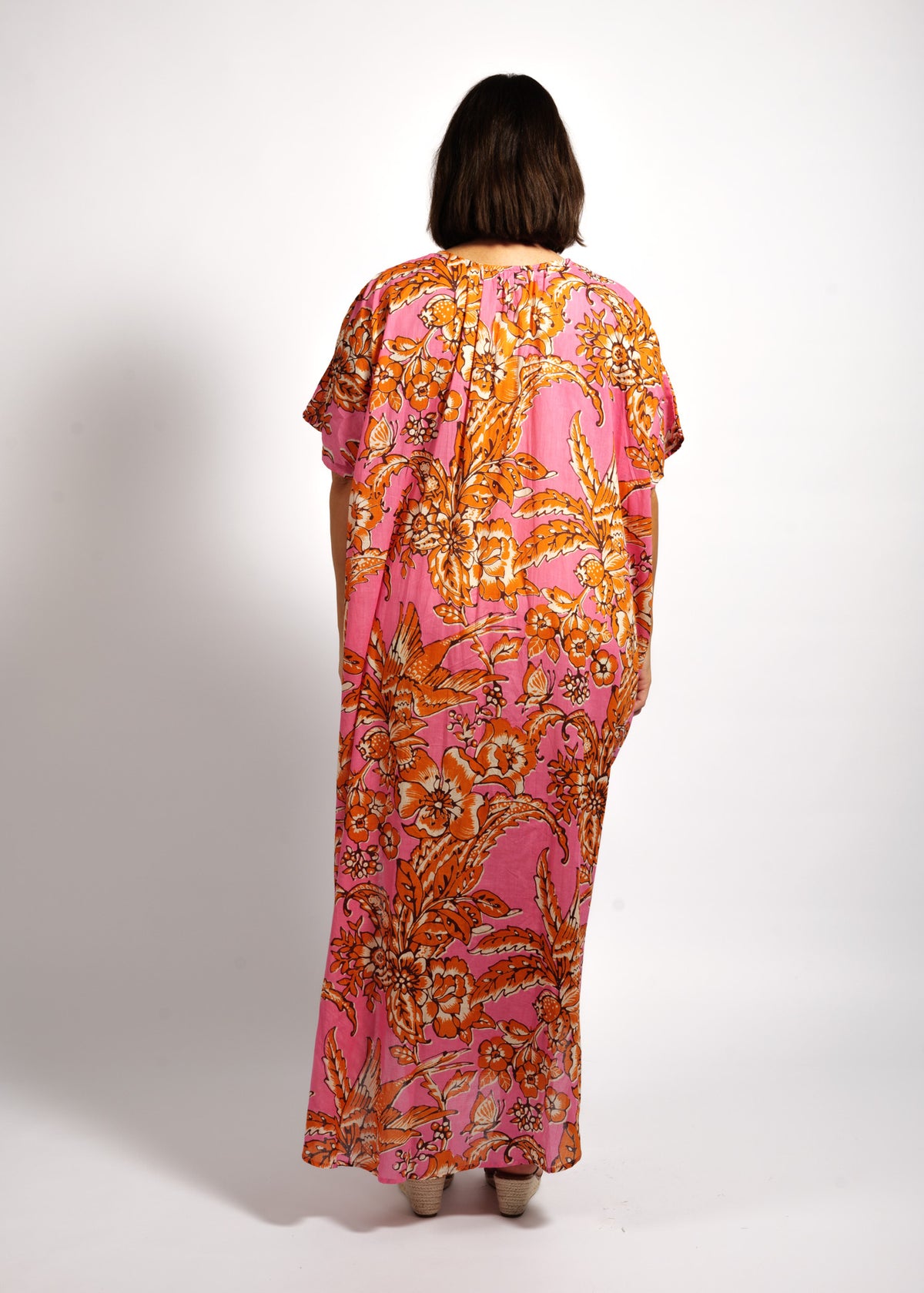 Isla Kaftan in Orange Pink Garden