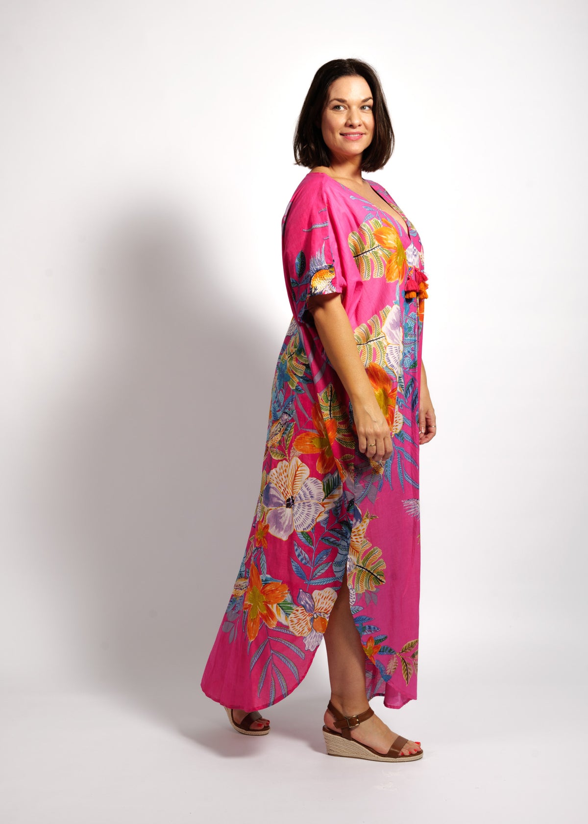 Isla Kaftan in Pink Birds