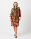 Collared shirt dress in tiger floral