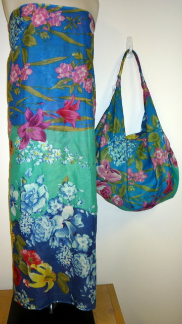 Cotton Sarong 70cm x 110cm in Turquoise Floral