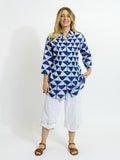Maroochy Collared Shirt in Indigo Triangles