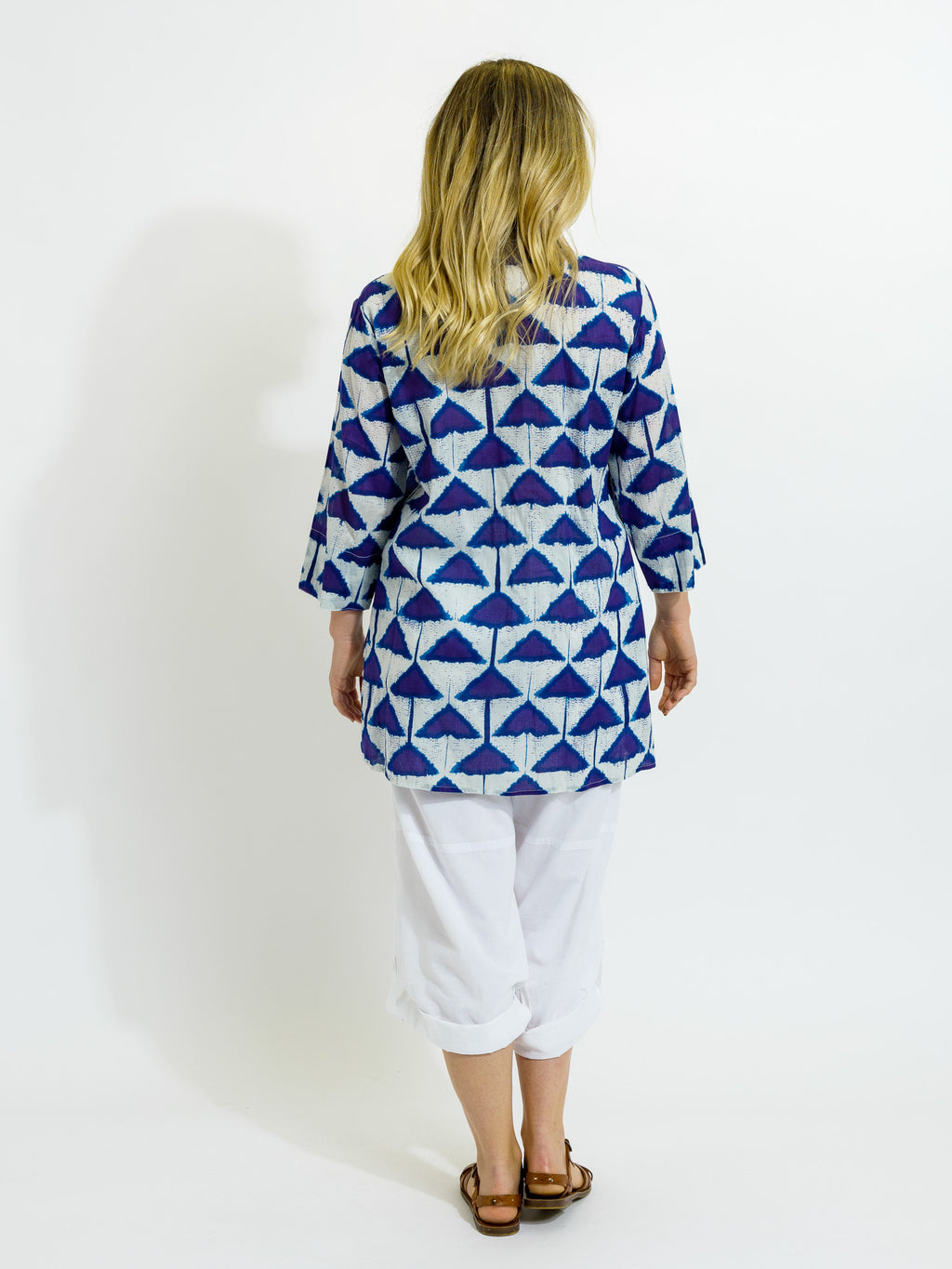 Maroochy Collared Shirt in Indigo Triangles