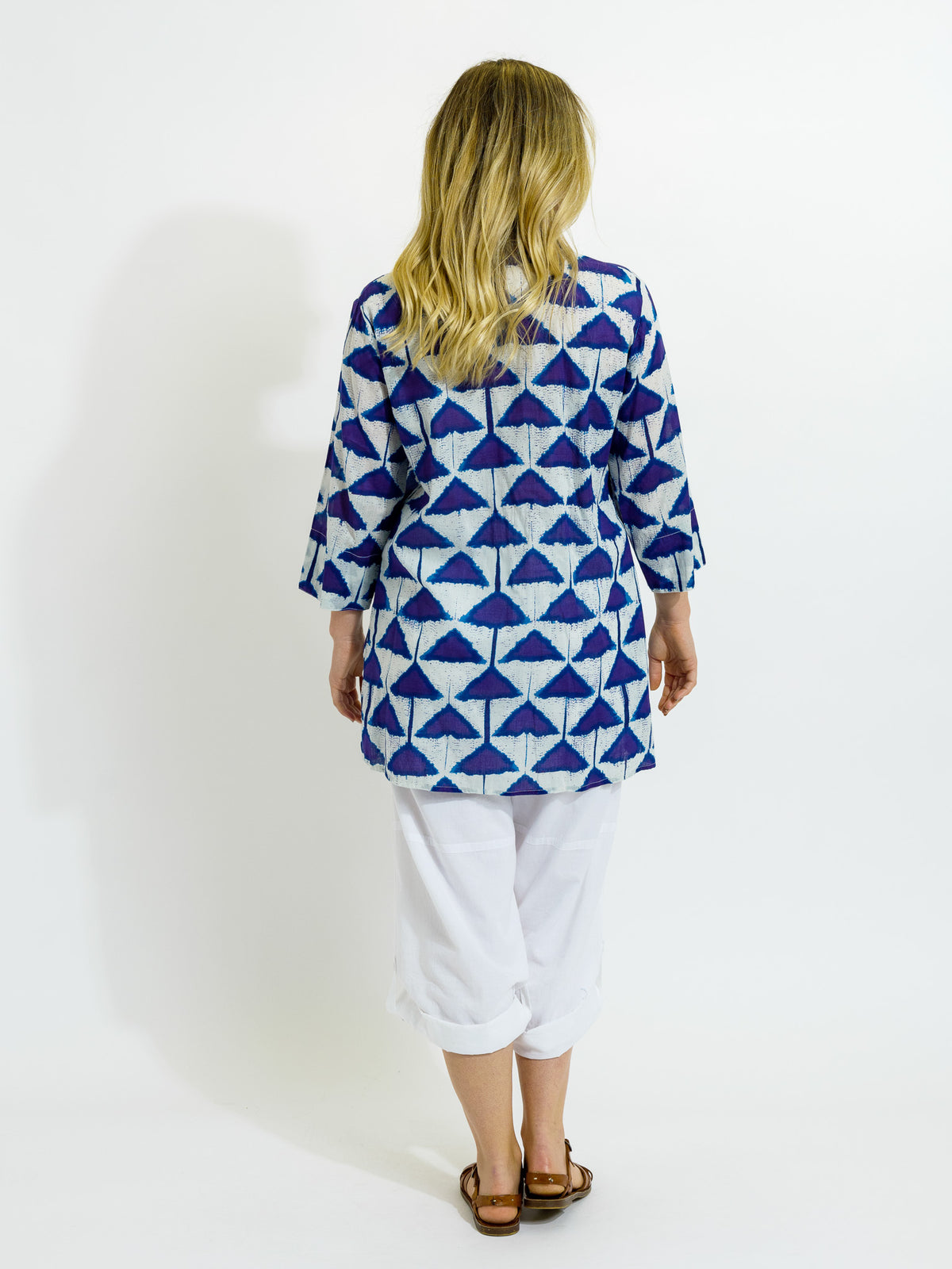 Maroochy Collared Shirt in Indigo Triangles