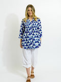 Palm Cove Top in Indigo Triangles