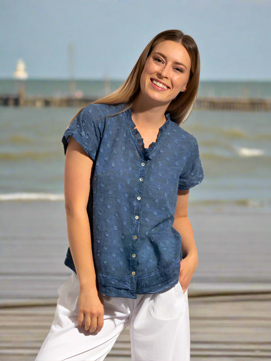 Capricorn Cotton Shirt in Denim Blue Wash