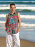 Mozaic Cooloola Top in Grey Red Floral