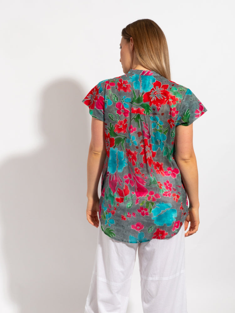 Mozaic Magnetic Top in Grey Red Floral