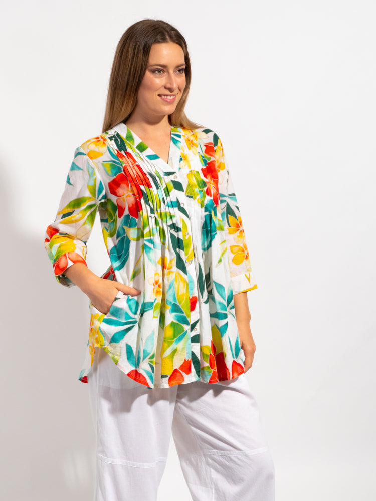 Palm Cove Top in White Tropical