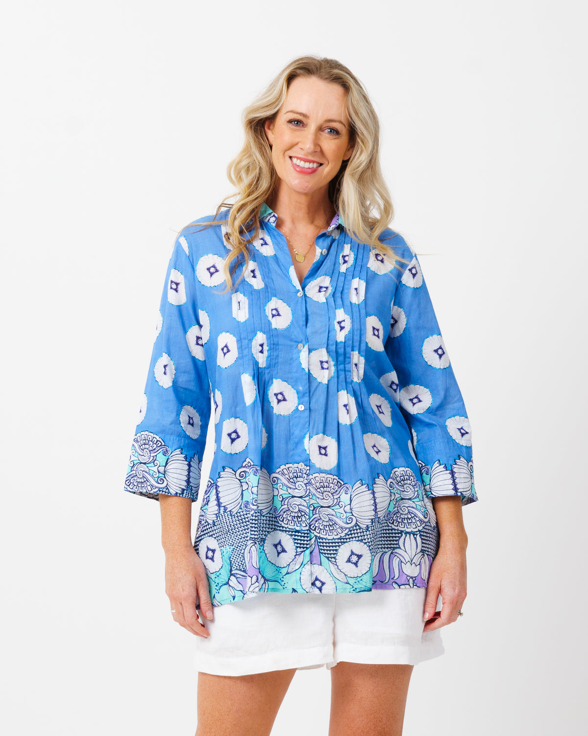 Maroochy Collared Shirt in Cornflower Lotus