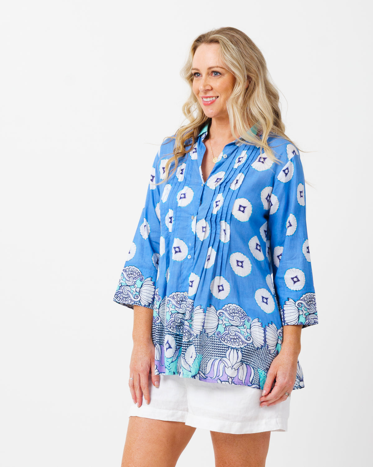 Maroochy Collared Shirt in Cornflower Lotus