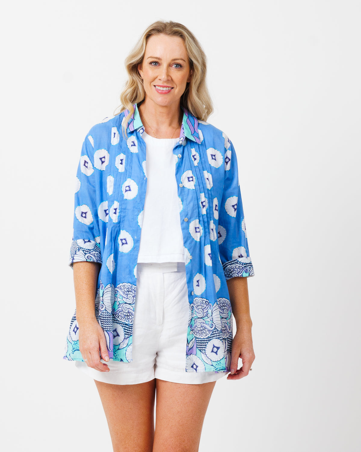 Maroochy Collared Shirt in Cornflower Lotus