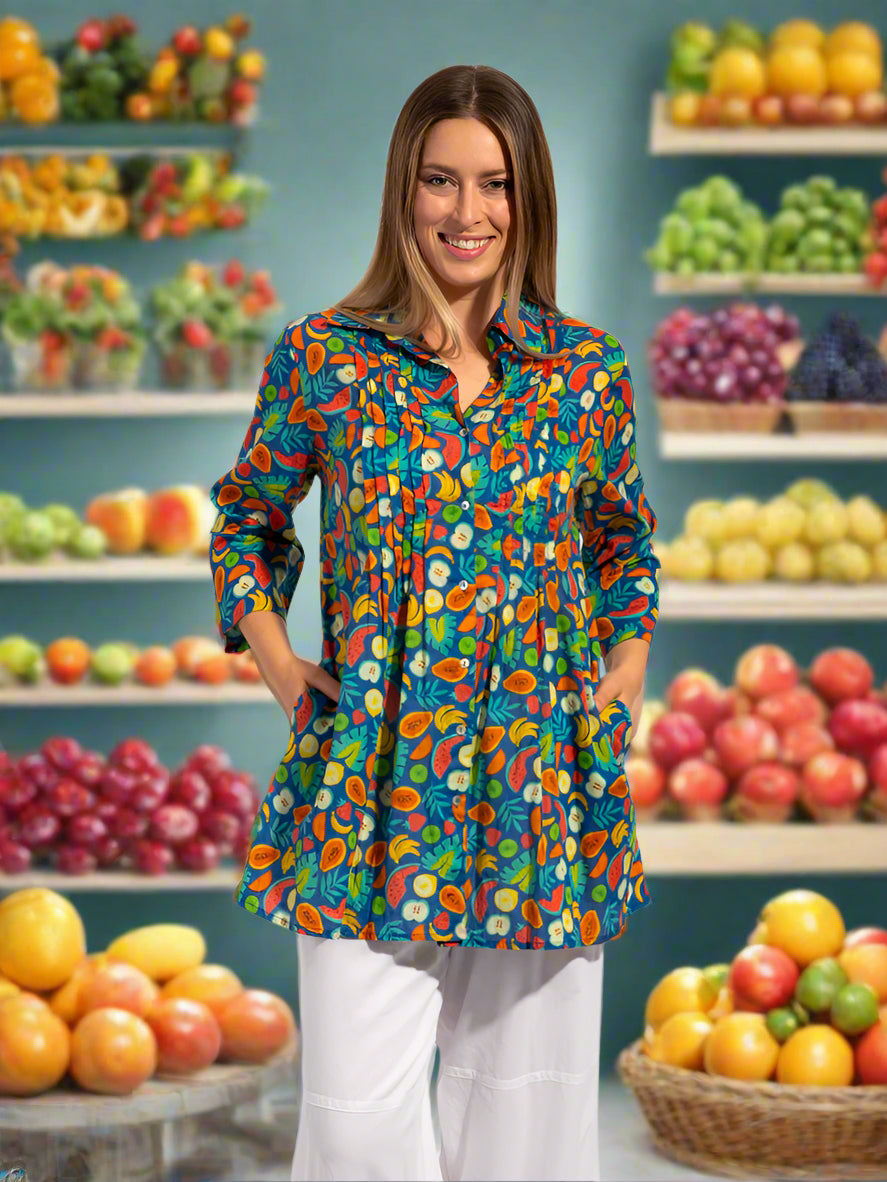 Maroochy Collared Shirt in Blue Fruit