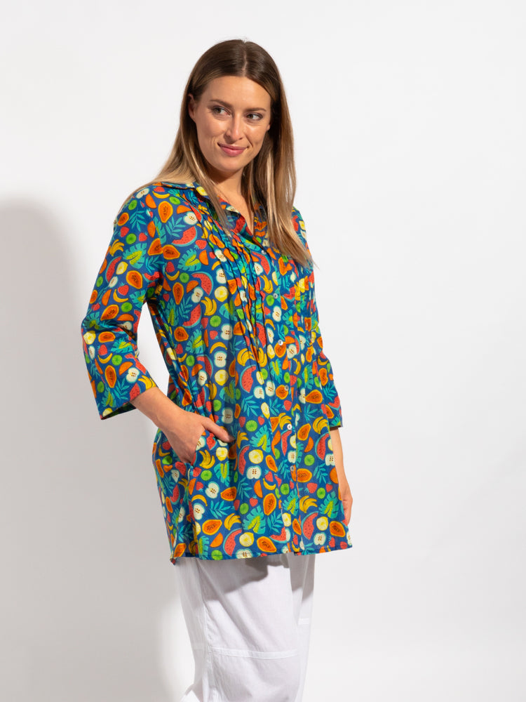 Maroochy Collared Shirt in Blue Fruit