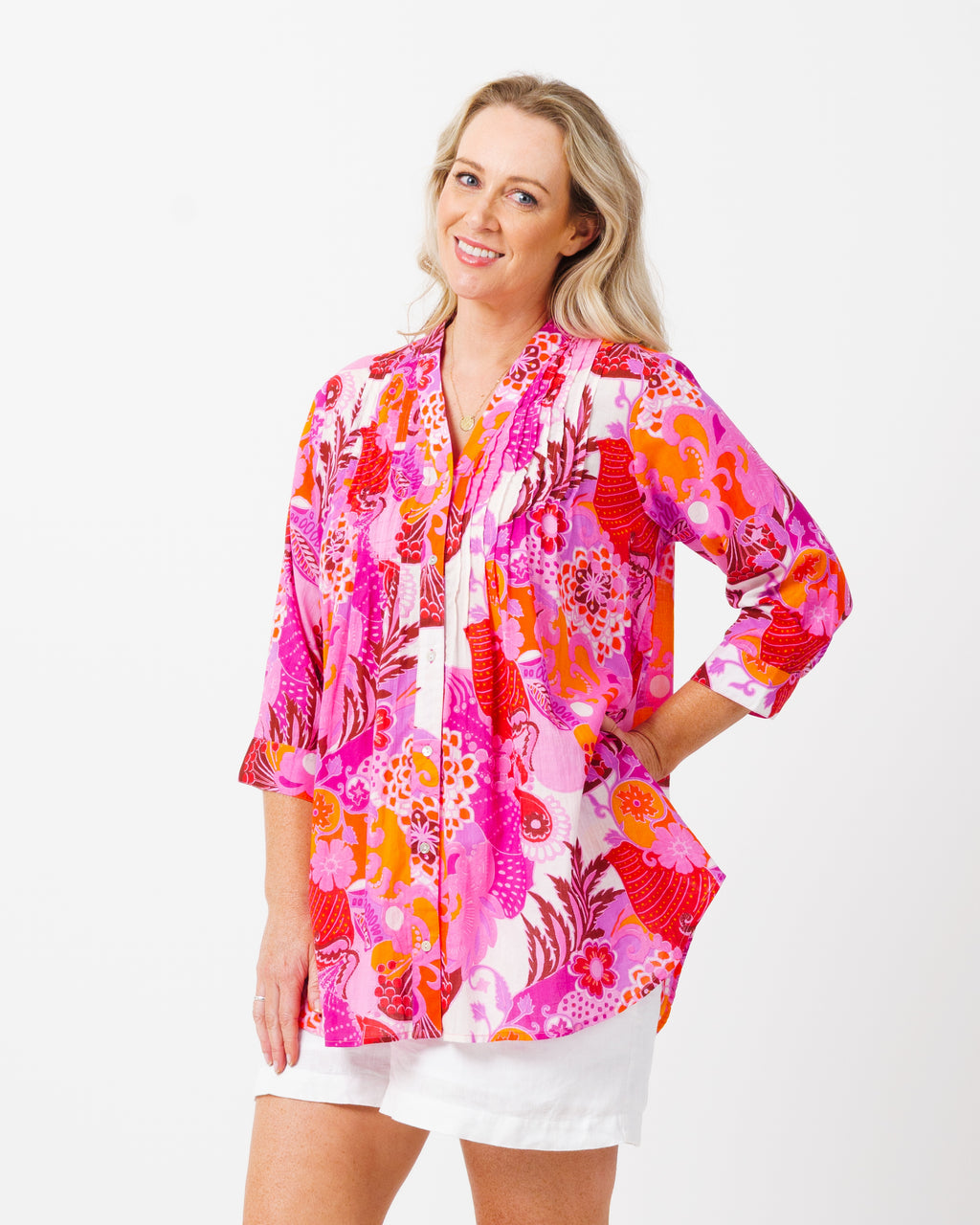 Palm Cove Top in Kaleido Pink