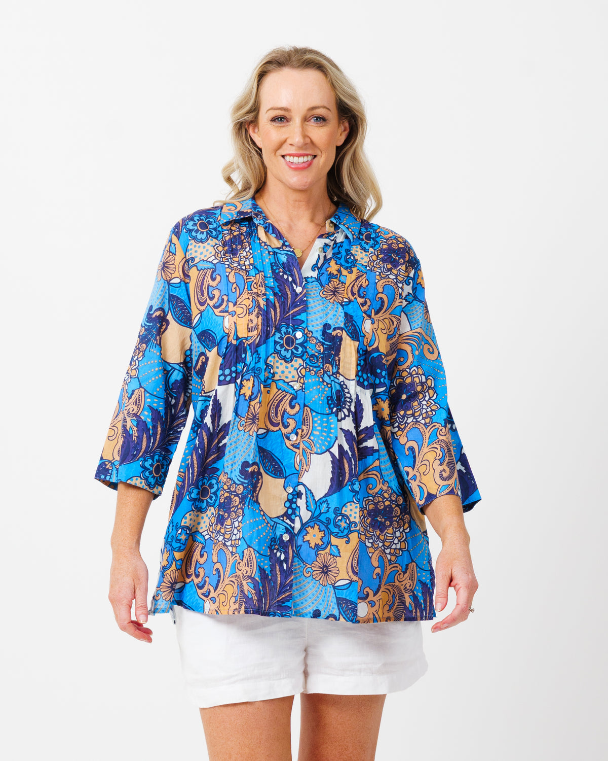 Maroochy Collared Shirt in Kaleido Blue