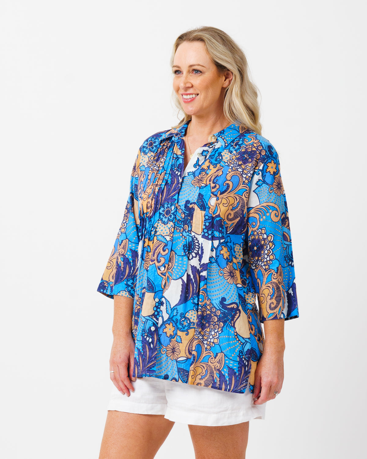 Maroochy Collared Shirt in Kaleido Blue