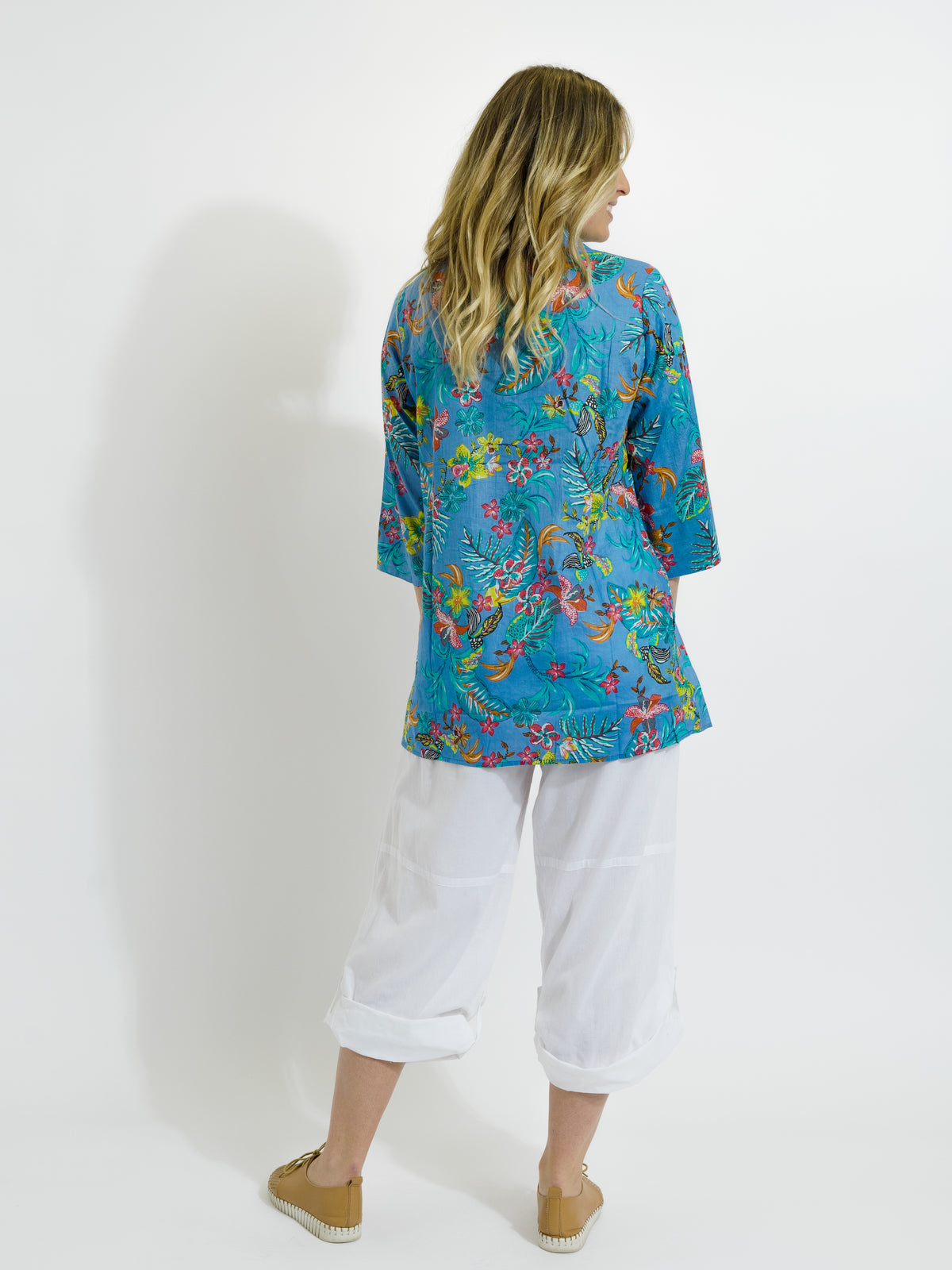 Maroochy Collared Shirt in Blue Garden