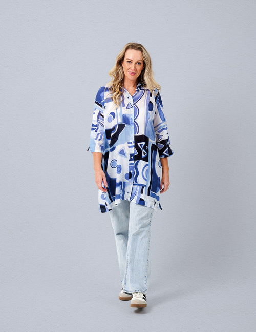 Laura Top in Denim Clouds