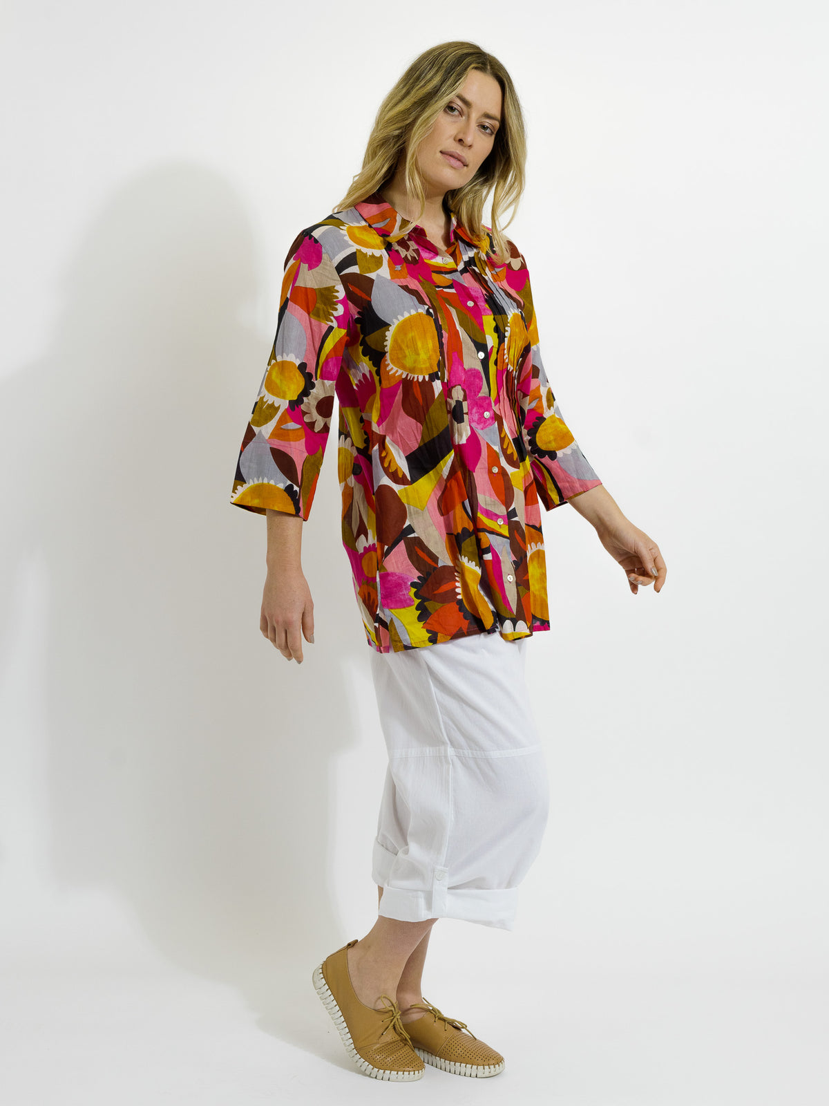 Maroochy Collared Shirt in Bold Floral