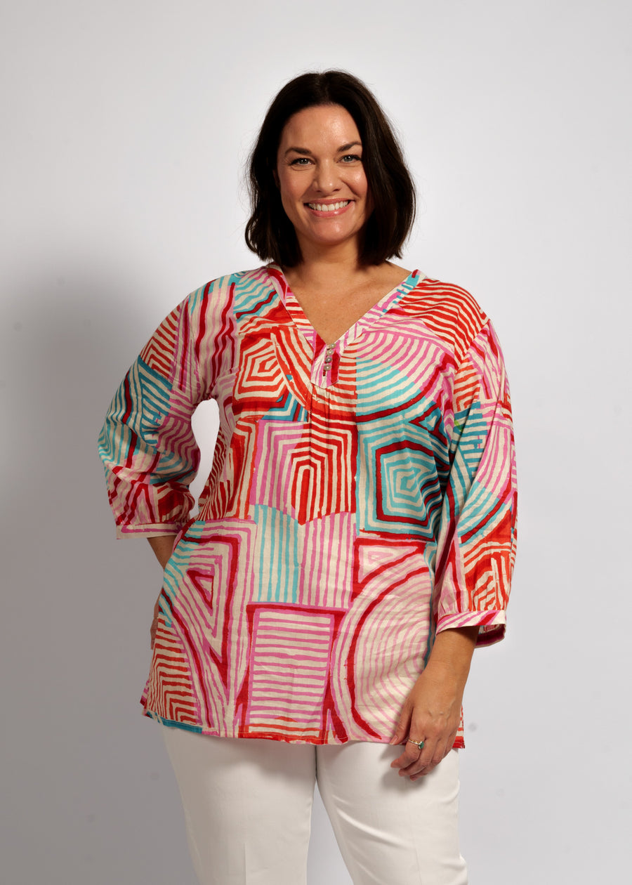Clara Top in Aqua Pink