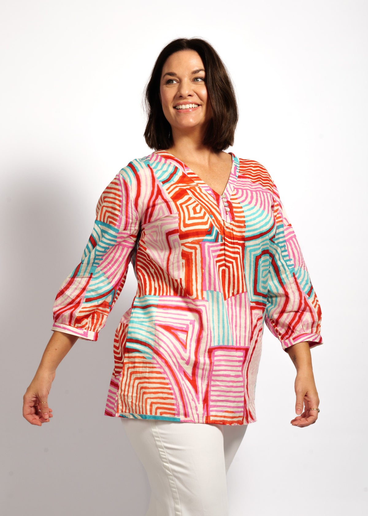 Clara Top in Aqua Pink