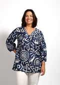 Clara Top in Blue Symbols