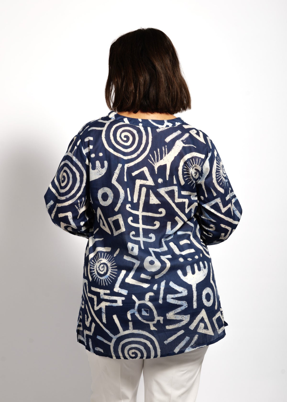 Clara Top in Blue Symbols