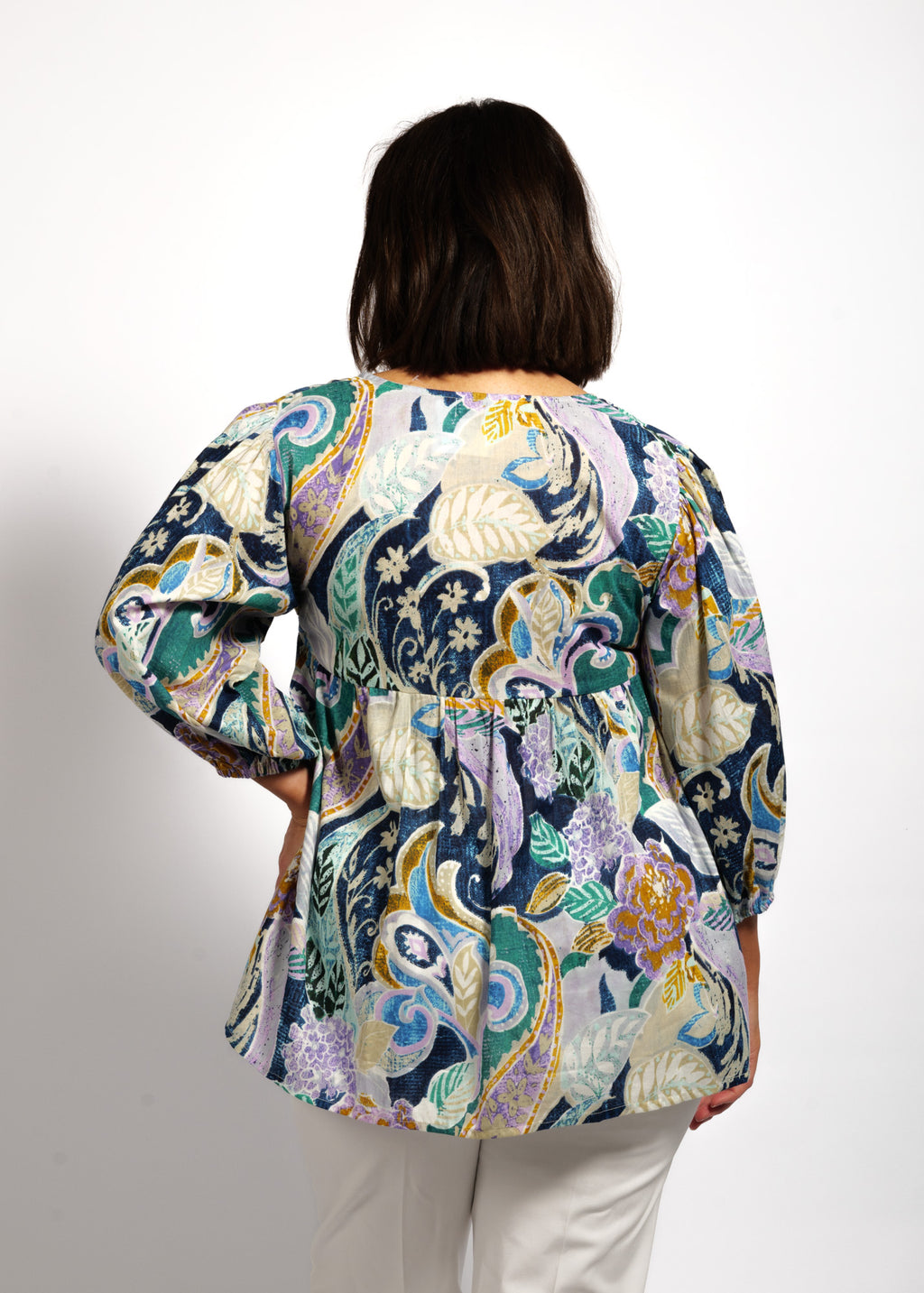 Rosa Top in Blue Wash Swirl