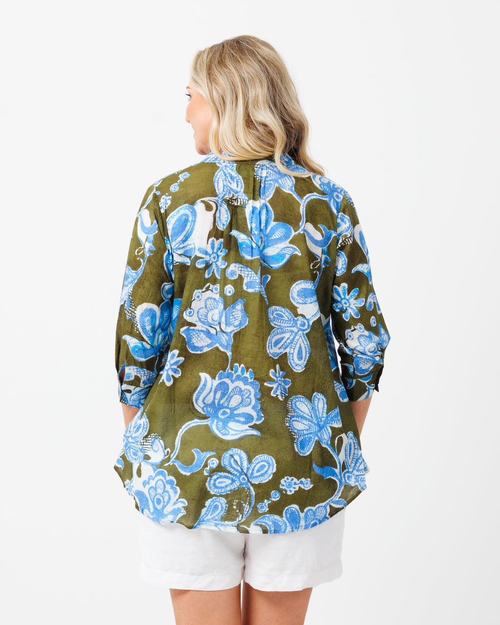 Palm Cove Top in Kale Floral